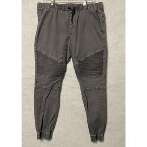 Bullhead Pants Mens XL Gray Skinny Moto Jogger Elastic Waist Cuffed Stretch